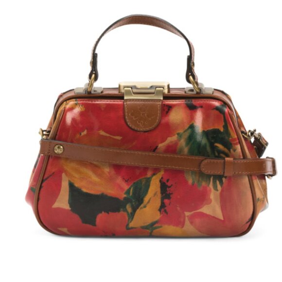 Patricia Nash Gracchi Leather Framed Red Floral Spring Multi Crossbody Bag - Picture 1 of 14